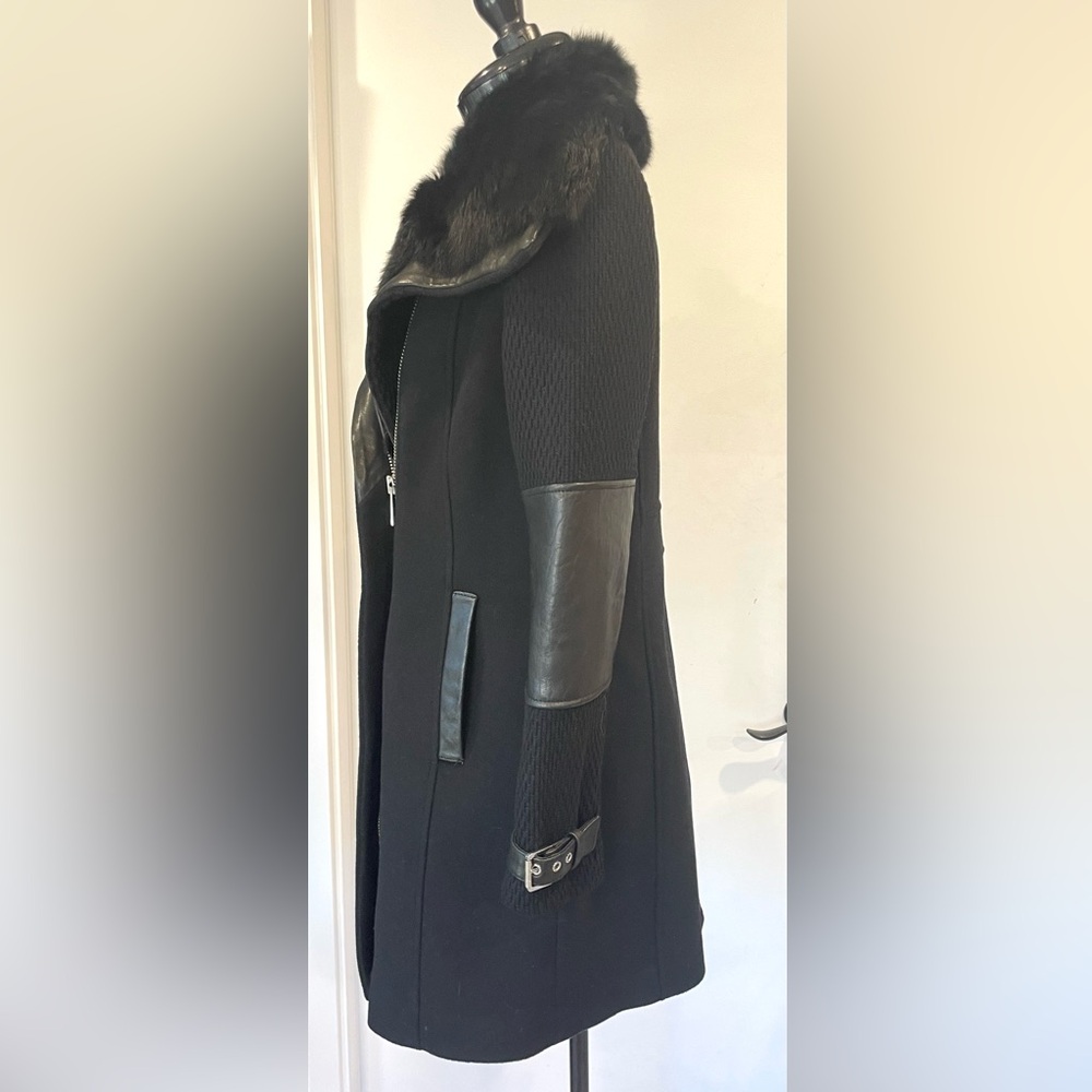 Andrew Marc Wool&Cashmere coat, leather trim, real fur collar, sz2, $695, NWOT - Picture 6 of 16